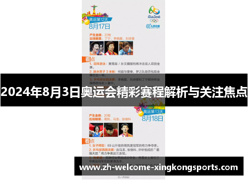 2024年8月3日奥运会精彩赛程解析与关注焦点 2024年8月3日奥运会精彩赛程解析与关注焦点